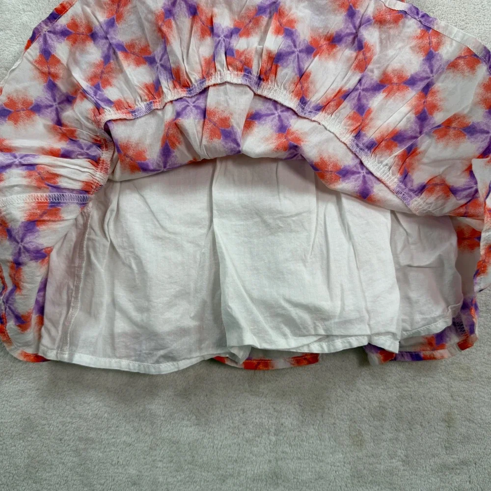 Janie and Jack Girl One Shoulder Ruffle Dress Orange Purple Tie Dye Print Size 4